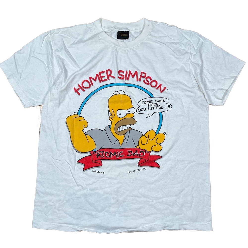 The Simpsons Homer USA Made Vintage Atomic Dad T-Shirt 90s Single Stitch XL